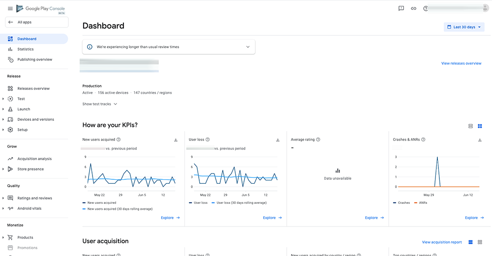 dashboard google play