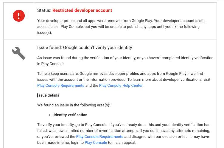 Google Play新注册开发者账号时,99%中国开发者都会遇到“身份验证失败”?我陪跑上千案例的血泪史+100%通过方案 4 image 30